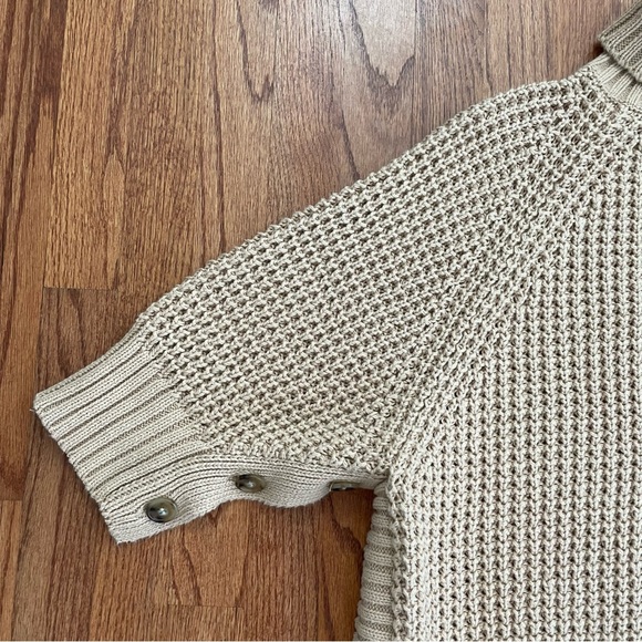 J. Crew Turtleneck cotton poncho in Sandy Beach sweater size S/M - Picture 5 of 16